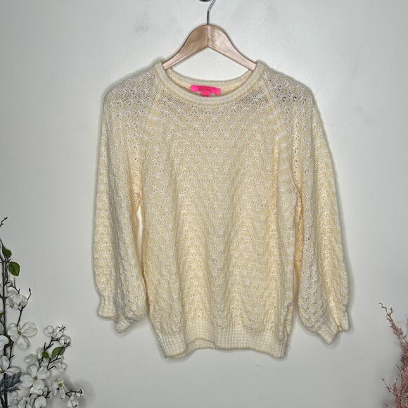 LILLY PULITZER Corabelle Sweater Pale Butter Yellow Sz L $118 {V38} - Picture 2 of 6
